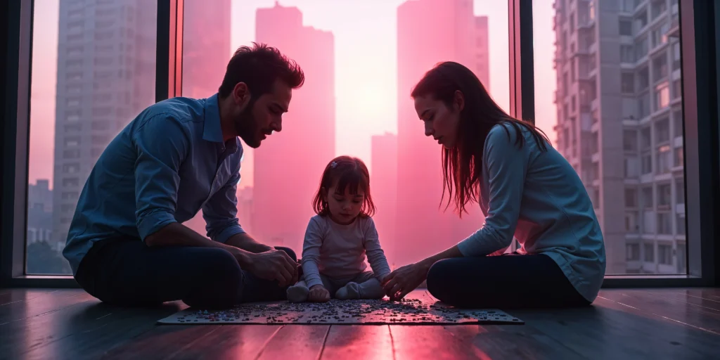 mother hiding their children from father